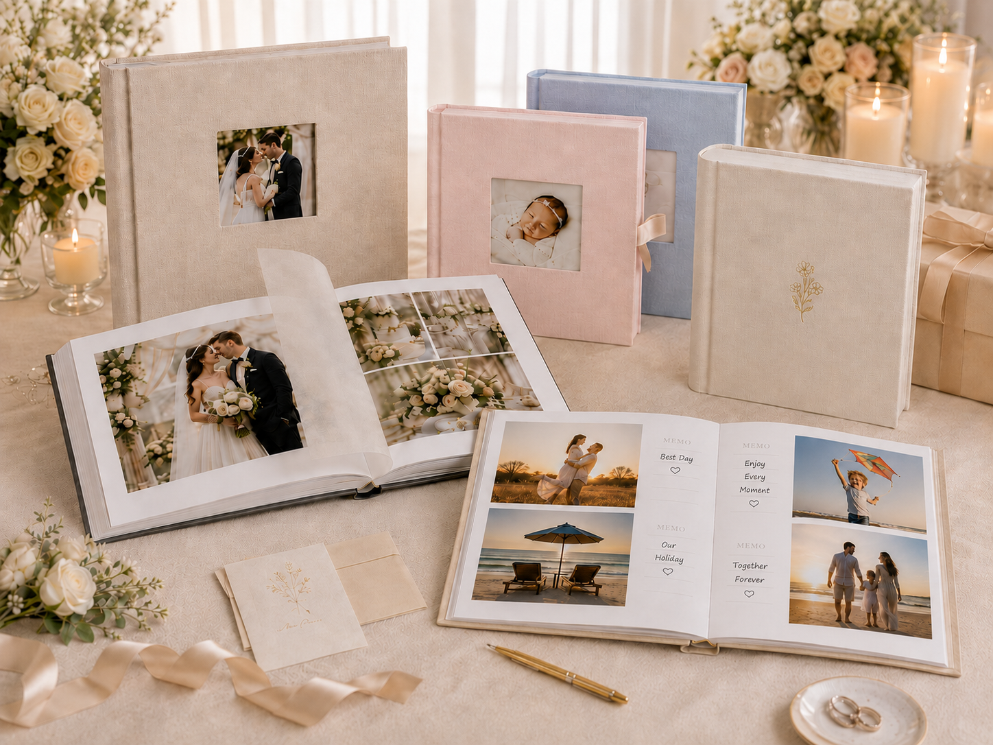 Acid-free wax paper and book-bound photo albums
