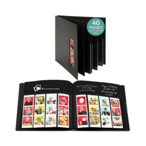 2x6 Black Scrapbook Photo Album with Leather Pu Cover Memory Book Wedding Guest Book with Plastic Sleeves and Pages