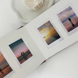 3 Inch Leather Hardcover Mini Album with 52 Pockets Instax Mini Wedding Photo Album Compatible and Printed Logo (Olive)